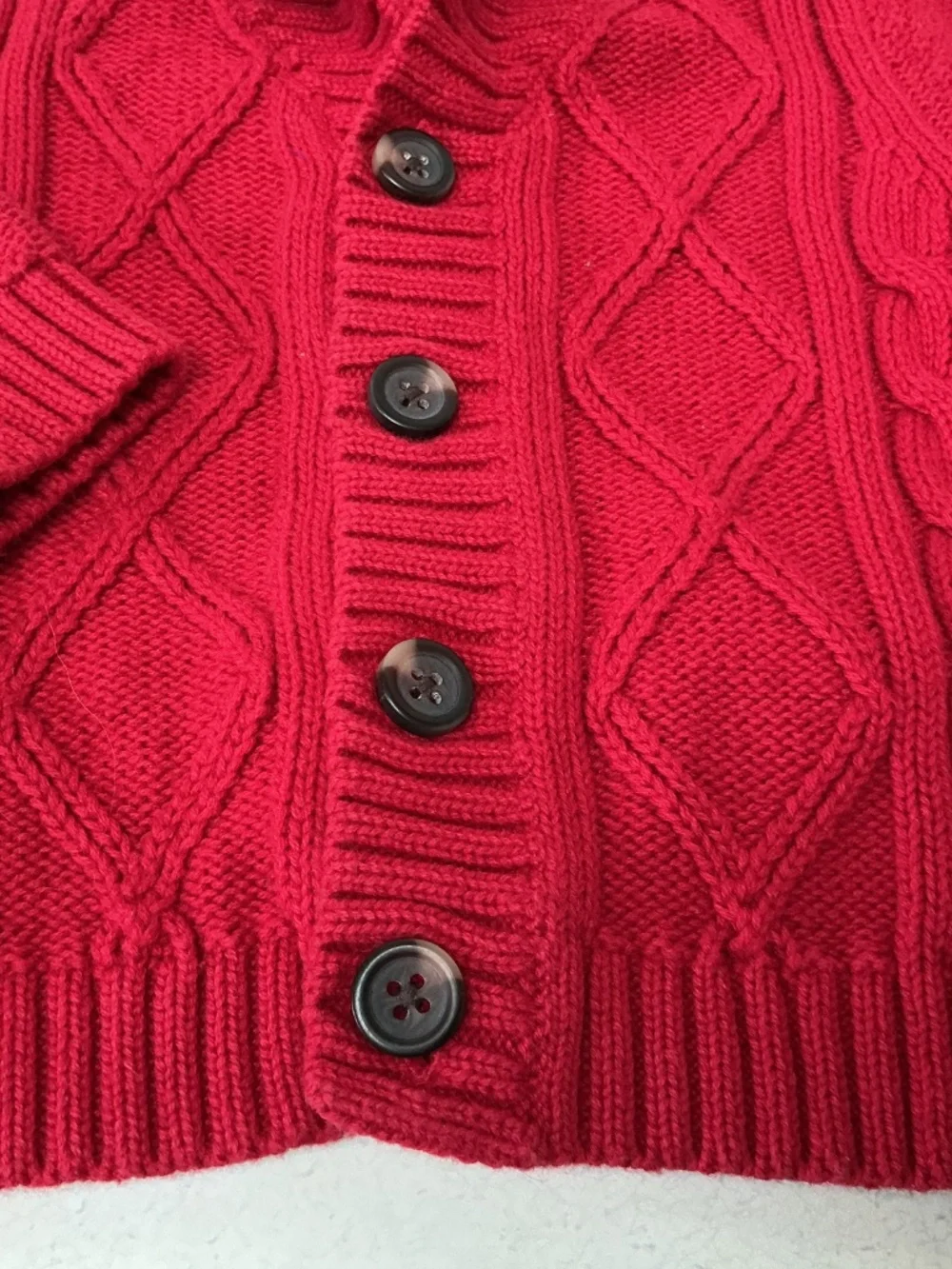 Old Navy Cable Knit Sweater Red Button Up 12-18 M